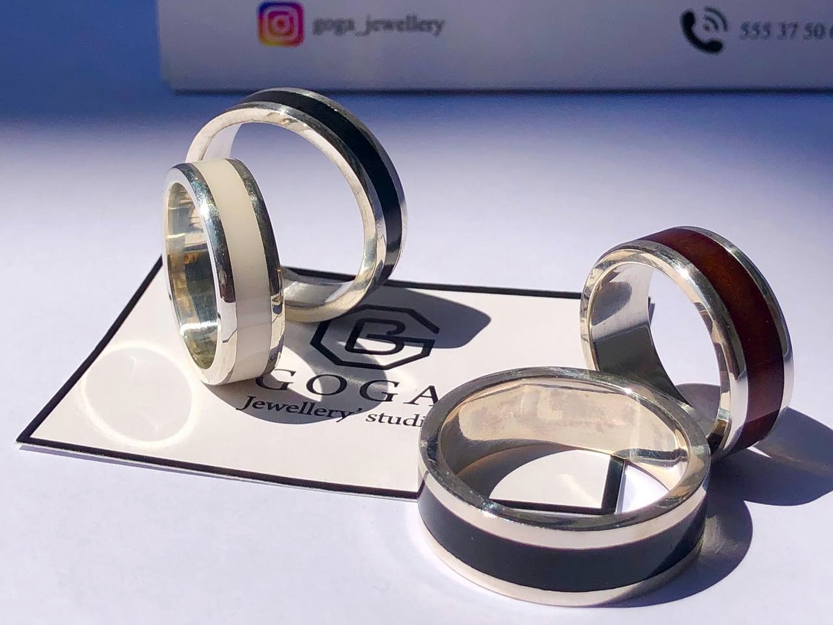 Group of finished silver rings from prior work