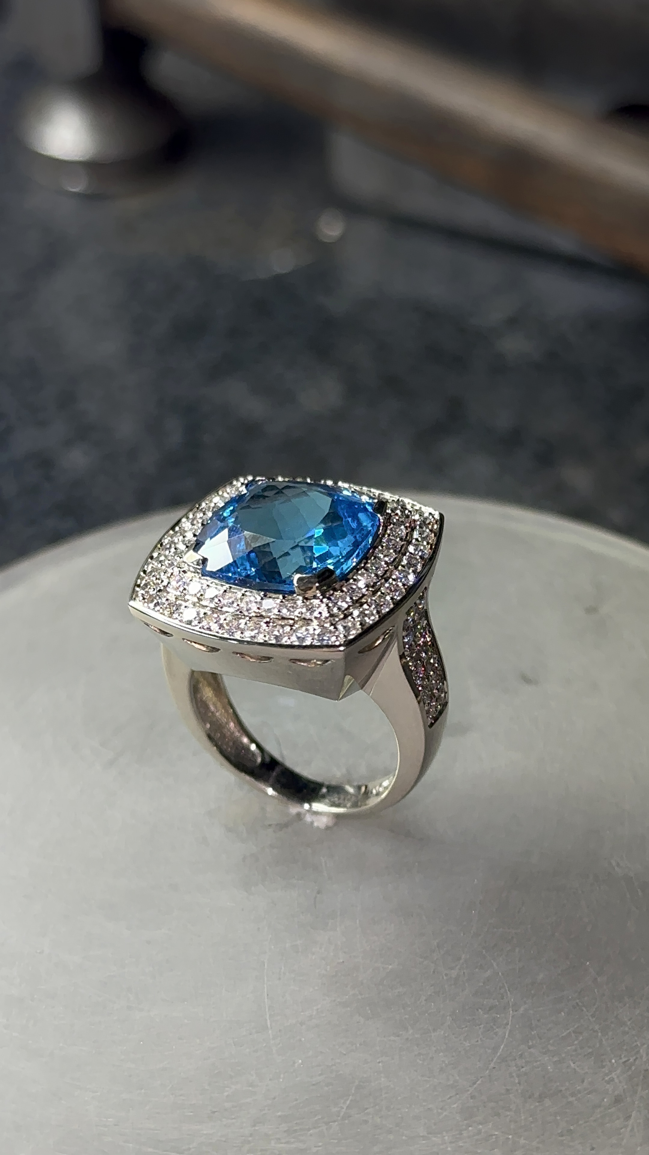 Finished blue stone ring from prior jewelry work