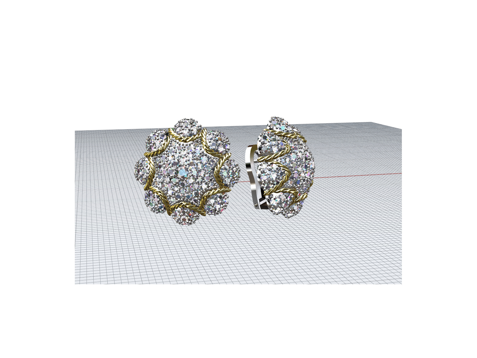 Cluster earring CAD development view